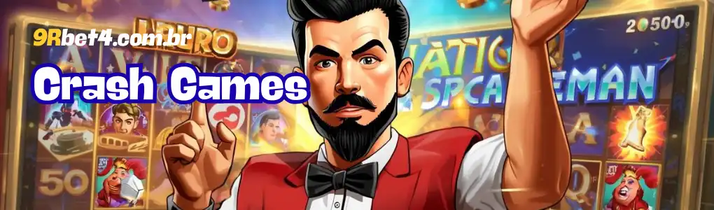 Banner dos Jogos Crash 9RBet, incluindo Aviator e Spaceman